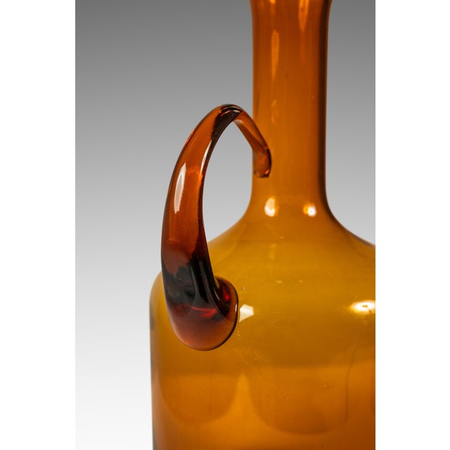 Mid-Century Modern Abstract Studio Craft Amber Blown Glass Pitcher / Bottle / Bud Vase / Vessel, Usa, C. 1970s For Sale - Image 11 of 12