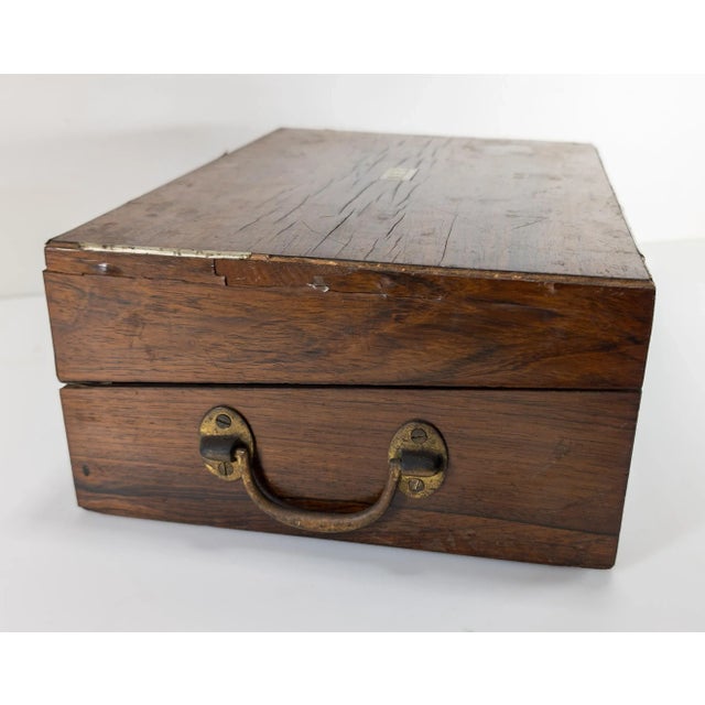 Brown 19th Century Rosewood Veneer Stationary Writing Box for Restoration For Sale - Image 8 of 12