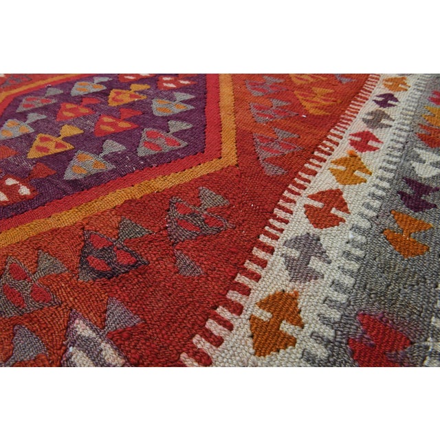 1970s Vintage Turkish Handmade Wool Cotton Red Runner Rug For Sale In San Francisco - Image 6 of 11