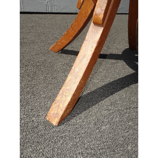 Antique Industrial Adjustable Swivel Oak Drafting Stool Barstool 1of3 ~ # 1 For Sale - Image 12 of 16