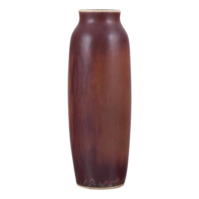 Large Ceramic Vase in Brown Tones by Carl Harry Stålhane for Rörstrand For Sale