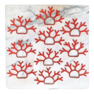 Red Coral Beaded Napkin Rings For Sale