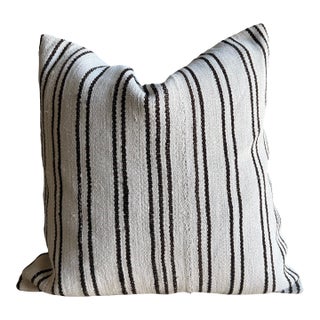 Vintage Rug Pillow Cover With Stripes For Sale