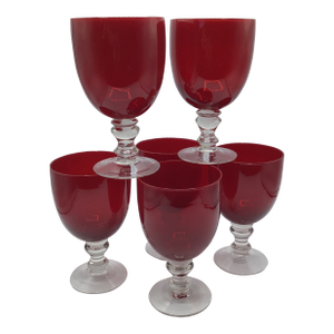 Italian Zrikes Camelot Ruby Red Water Goblets-Set of 6