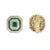 Art Deco 18k Gold 2.87 Ct Emerald and Diamond Cluster Clip on Stud Earrings - 2 Pieces For Sale - Image 3 of 5