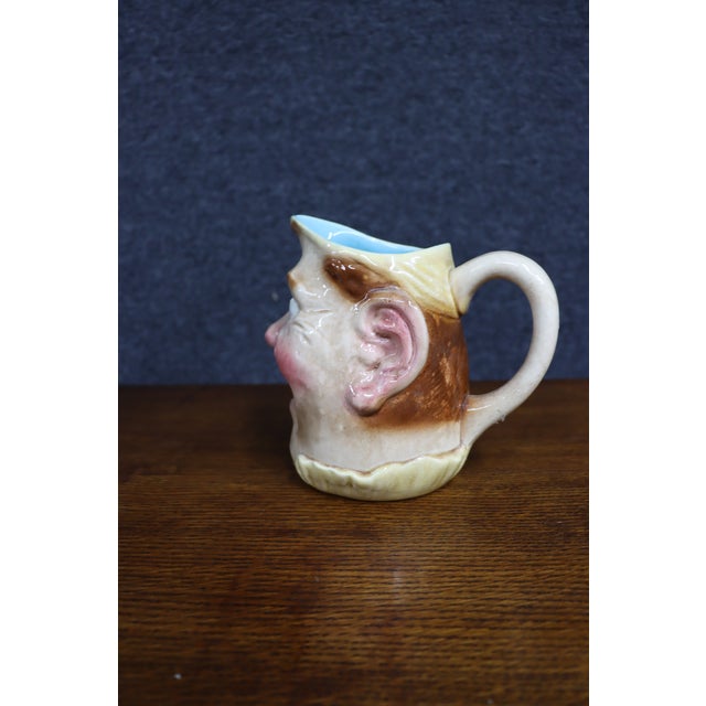 Early 20th Century Sarreguemines French Majolica Character Face Pitcher For Sale - Image 10 of 10