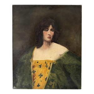 Antique Italian Oil on Canvas Portrait Painting of an Opera Singer