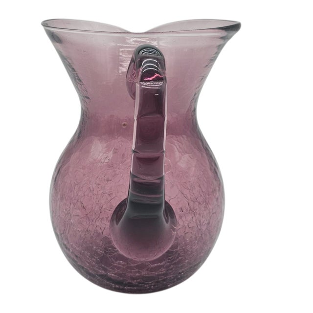 Hand Blown Amethyst Crackle Glass Pitcher – Rainbow #922 Sculptural Statement Vessel For Sale In San Francisco - Image 6 of 9