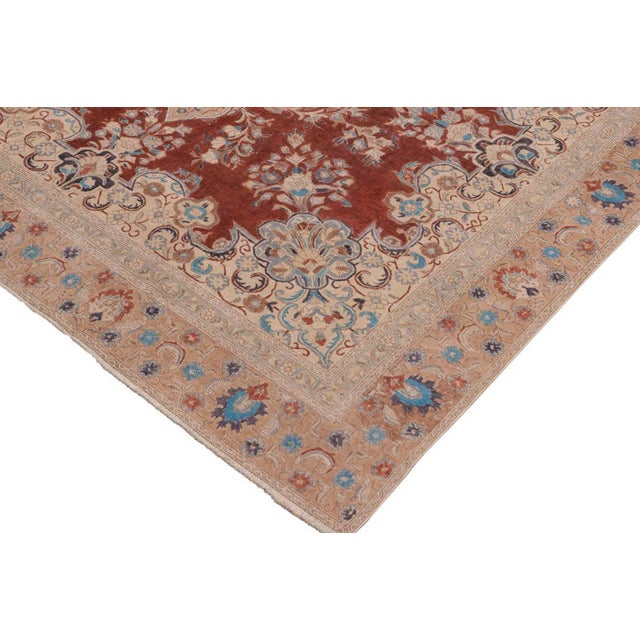 Shabby Chic Vintage Red/Tan Wool Rug - 10'3'' X 13'7'' For Sale - Image 4 of 10