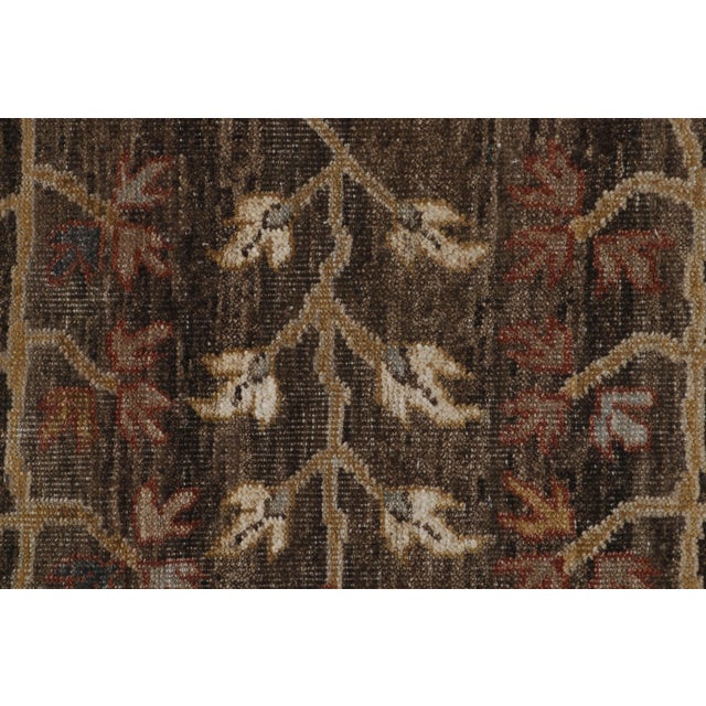 Textile Rug & Kilim’s Khotan Rug in Brown and Gold With Geometric Patterns For Sale - Image 7 of 8
