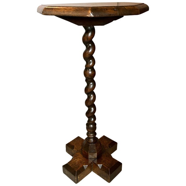Wood William and Mary Oak Candlestand For Sale - Image 7 of 7