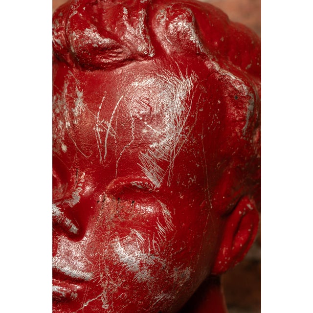 Metal Mid-Century Stylized Child Wall Mount Display Bust For Sale - Image 7 of 7
