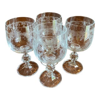 Bohemia Cascade Fine Lead Crystal Wine Goblets - Set of 4 For Sale