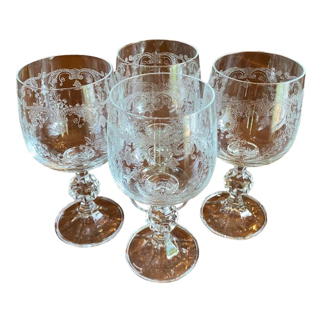 Bohemia Cascade Fine Lead Crystal Wine Goblets - Set of 4 For Sale