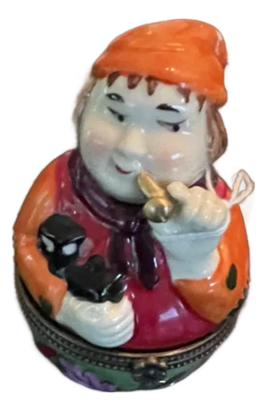 1950s Villeroy & Boch 1748 Elf Toymaker Hinged Hand Painted Trinket Box