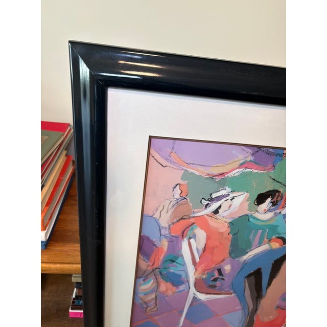 Isaac Maimon Vintage Framed Isaac Maimon Corner Cafe Figurative Lithograph Art For Sale - Image 4 of 16