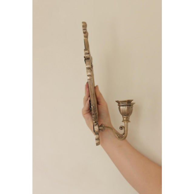 Vintage Italian Brass Sconces with Mirror, Set of 2 For Sale - Image 4 of 13