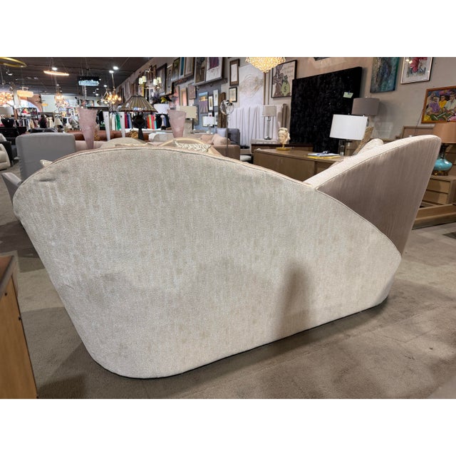 Michael Amini Beige and Gold Satin Sofa For Sale - Image 4 of 6