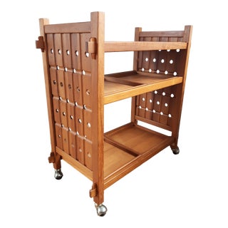 Mid-Century Teak Danish Bar Cart Serving Cart For Sale