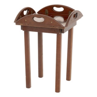 Bombay Company Mahogany Circular Tray Table For Sale