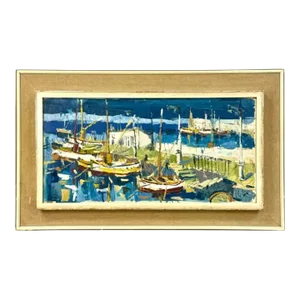 Mid-20th Century Oil on Canvas Seascape Painting