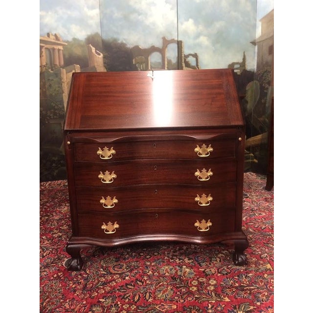 English Vintage Secretary Desk, Mahogany Slant Front Desk For Sale - Image 3 of 16