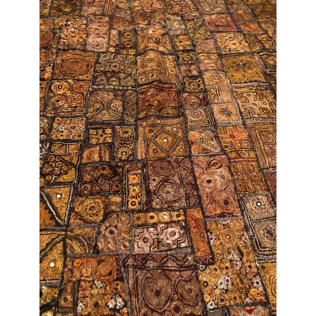 Vintage Indian Mirrored Quilt With Quilted Backing For Sale - Image 4 of 9