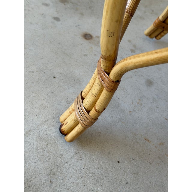 Late 20th Century Vintage Coastal Rattan & Cane Two-Tier Side Table For Sale - Image 5 of 12