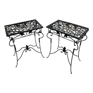 Cast Iron, Garden District, French Style, Side or Drink Table - A Pair For Sale