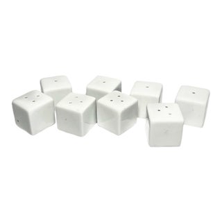 Contemporary Crate & Barrel White Porcelain Mini Cube Dice Salt & Pepper Shakers - Set of 8 For Sale