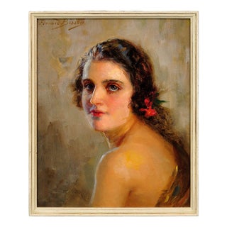 Edouard Bisson, The Afterglow, Oil on Board, 1910, Framed For Sale
