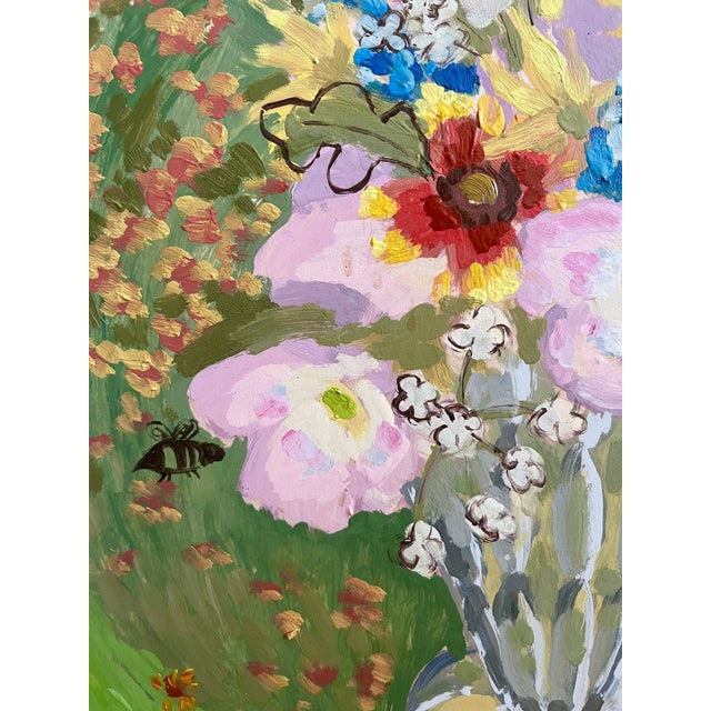 Folk Art Chicken Swan Bee, Original Oil Painting by Molly Mansfield For Sale - Image 3 of 4
