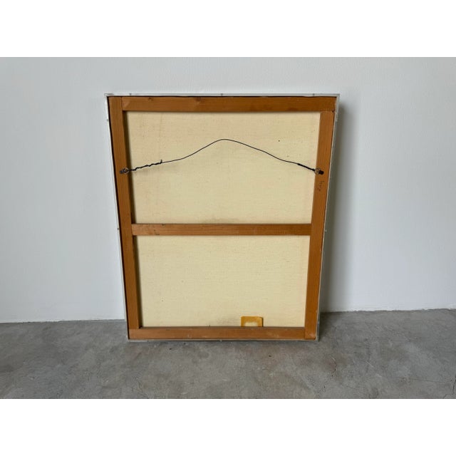 1970's Martik Modernist Mediterranean Landscape With Old Town & Boats Oil Painting, Framed For Sale - Image 12 of 12