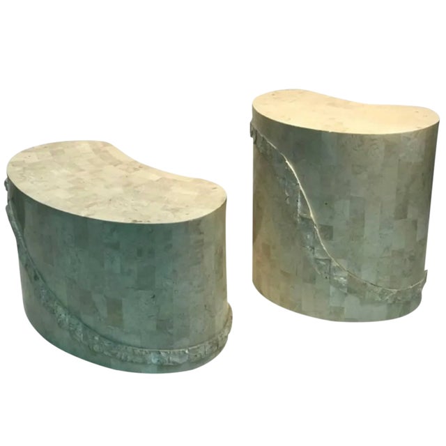 1980s Mid-Century Modern Maitland-Smith Kidney Shape End Tables - a Pair For Sale