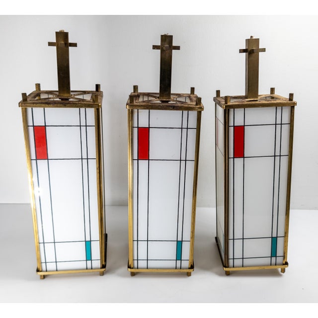 White 20th Century Modern Pendant Lamp Shades in De-Stijl Style After Piet Mondrian For Sale - Image 8 of 18