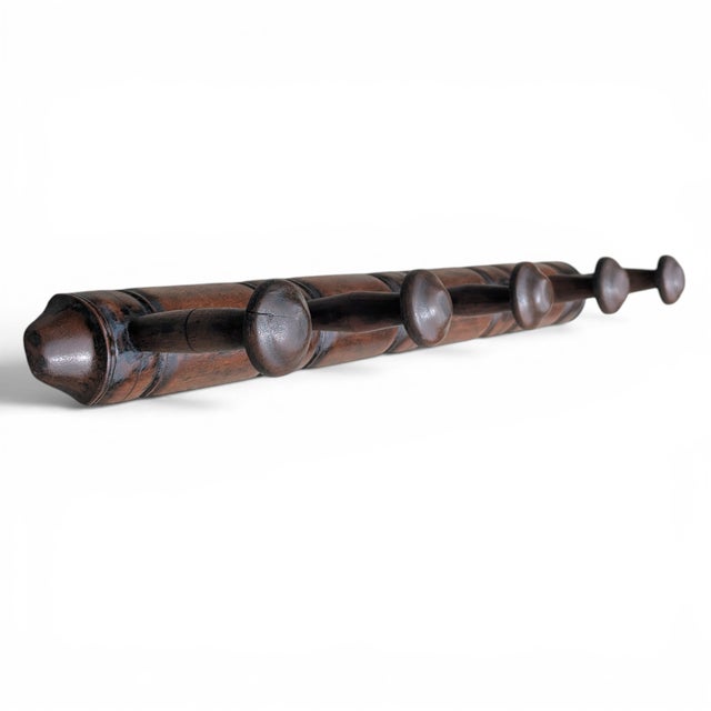 Vintage French Faux Bamboo Wooden Coat Hat Rack For Sale - Image 12 of 17