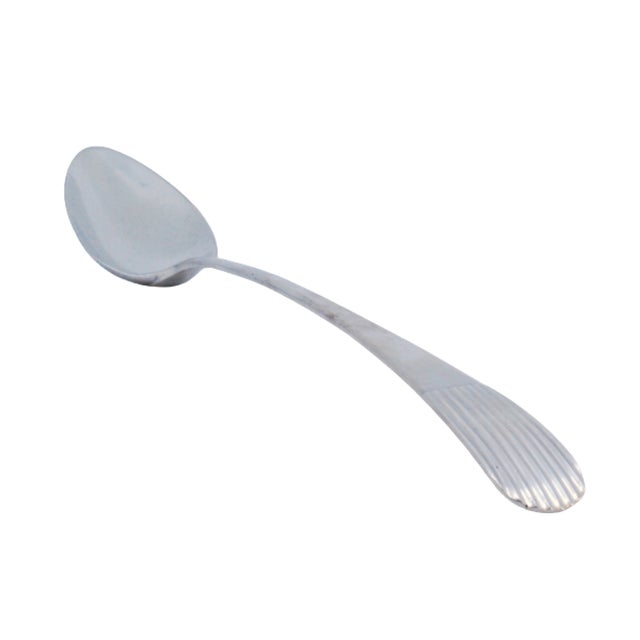 Rice and Serving Spoon in Plain Silver with Grooves on the Handle, in Good conditions.