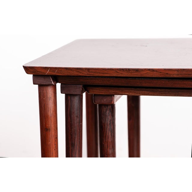 Brown Danish Nesting Tables in Rosewood from Mobelintersia, 1960, Set of 3 For Sale - Image 8 of 18