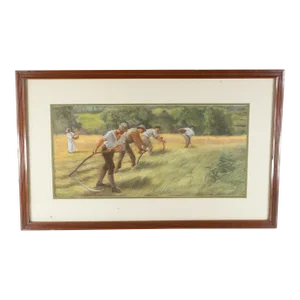 Late 19th Century Pastel Painting "The Mowers" by Philip Richard Morris