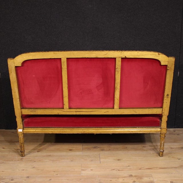 Antique French Red Velvet Sofa, 1880 For Sale - Image 6 of 13