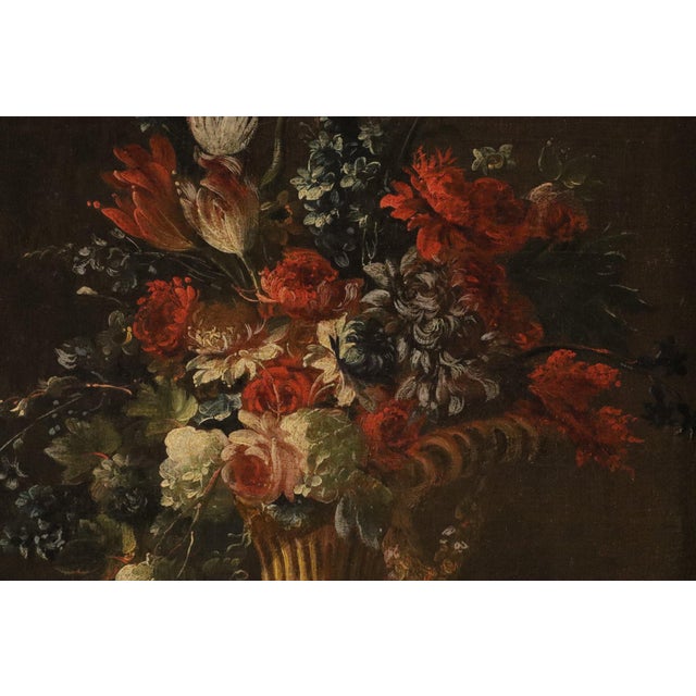 Rococo Francesco Lavagna, Pair of Still Lifes of Flowers Blackboard, 1720, Oil on Canvas For Sale - Image 3 of 16