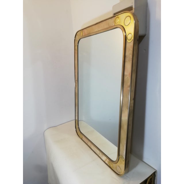 Vintage Mirror with Brass and Marble Frame, Italy, 1960s For Sale - Image 4 of 13