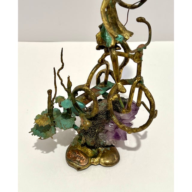 1970s Girl on Bike With Balloon and Amethyst - Mixed Media Sculpture For Sale - Image 9 of 10