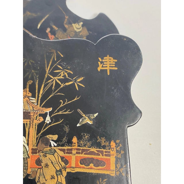 19th Century Black Lacquered Wall Vide Poche, Japan For Sale - Image 6 of 10