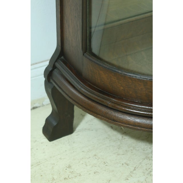Antique Victorian Oak Lion Carved Bow Front China Cabinet For Sale - Image 11 of 12