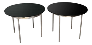 Late 20th Century Smoked Glass And Chrome Side Tables - a Pair