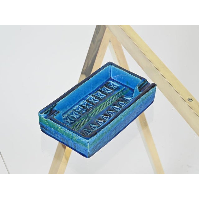 Bitossi Rimini Blue Ceramic Ashtray attributed to Aldo Londi for Bitossi, Italy, 1960s For Sale - Image 4 of 12