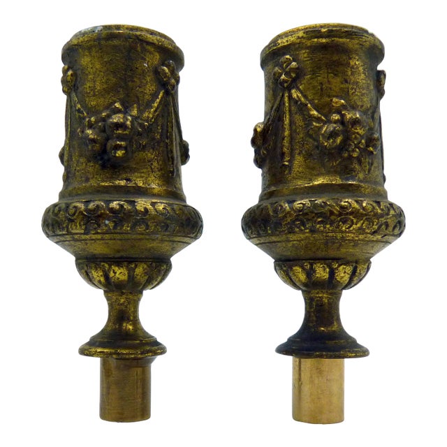 Antique French Louis XVI Style Gilt Bronze Lamp Finials - a Pair For Sale
