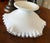 Vintage Milk Glass With Clear Ruffle Edges Fruit Bowl Candy Dish Cottage MCM For Sale - Image 6 of 7