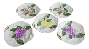 Plate Set with Fruit Decor, 1980s, Set of 5